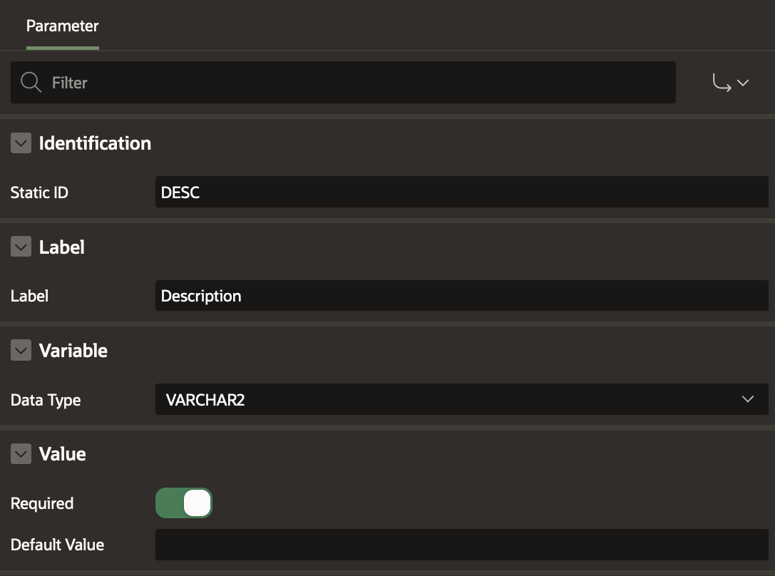 Description Parameter