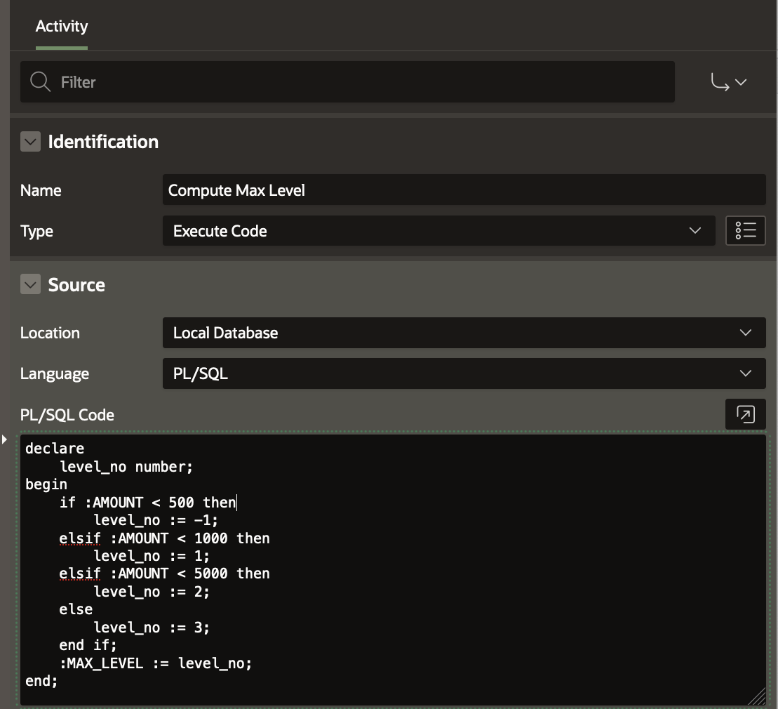 Compute Max Level Execute Code Workflow Activity