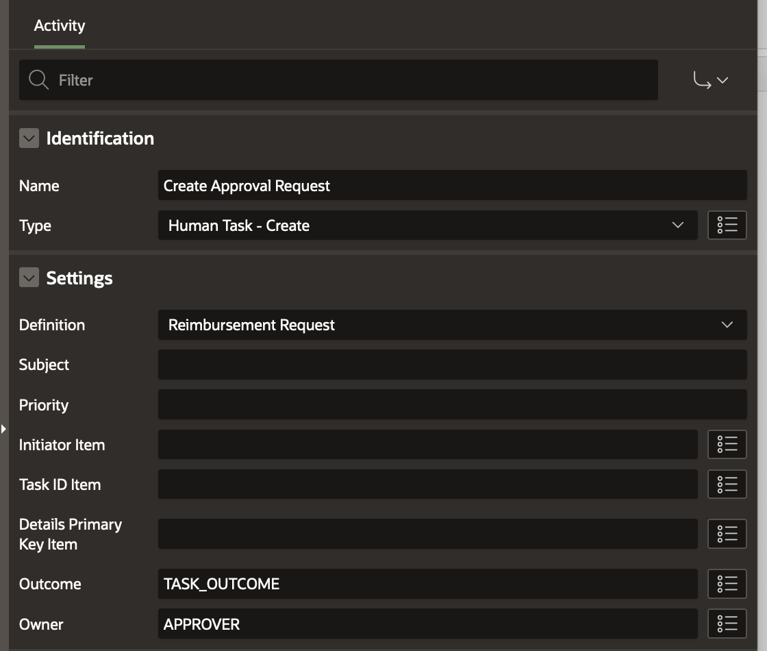 Create Approval Request Human Task Workflow Activity