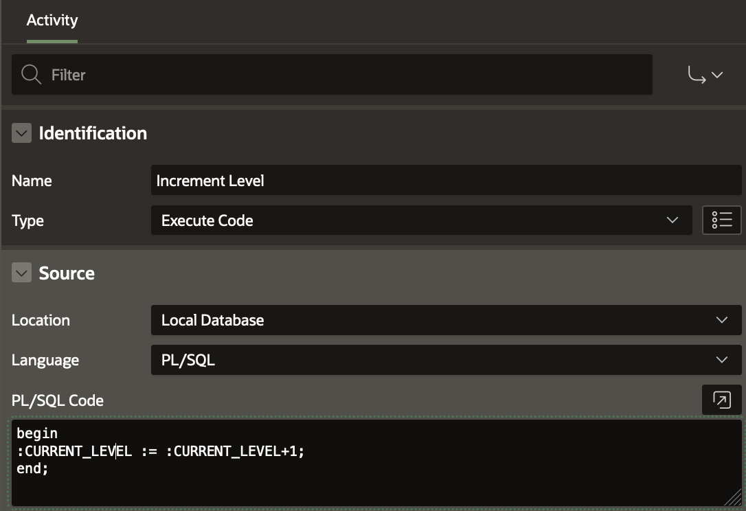 Increment Level Execute Code Workflow Activity