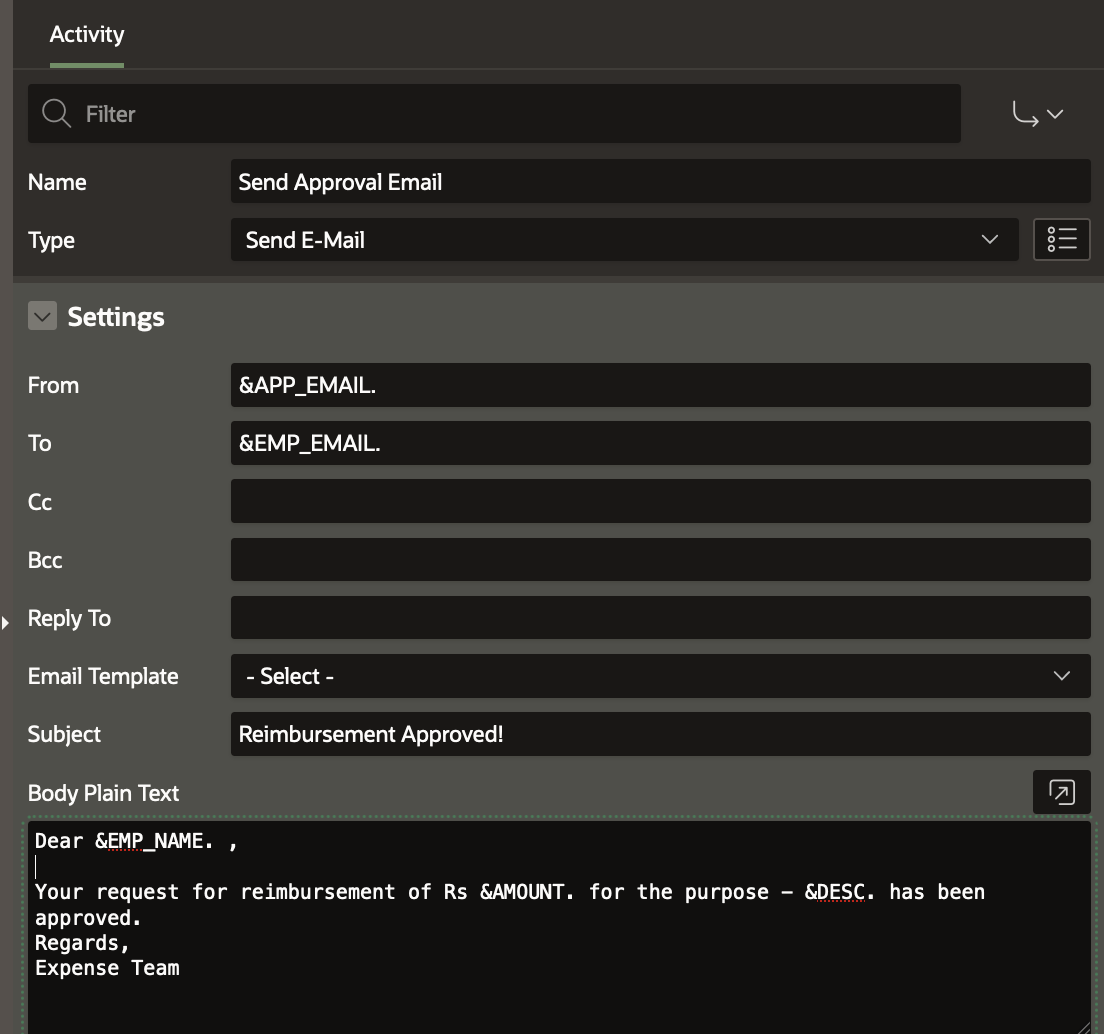 Send Approval Email Workflow Activity