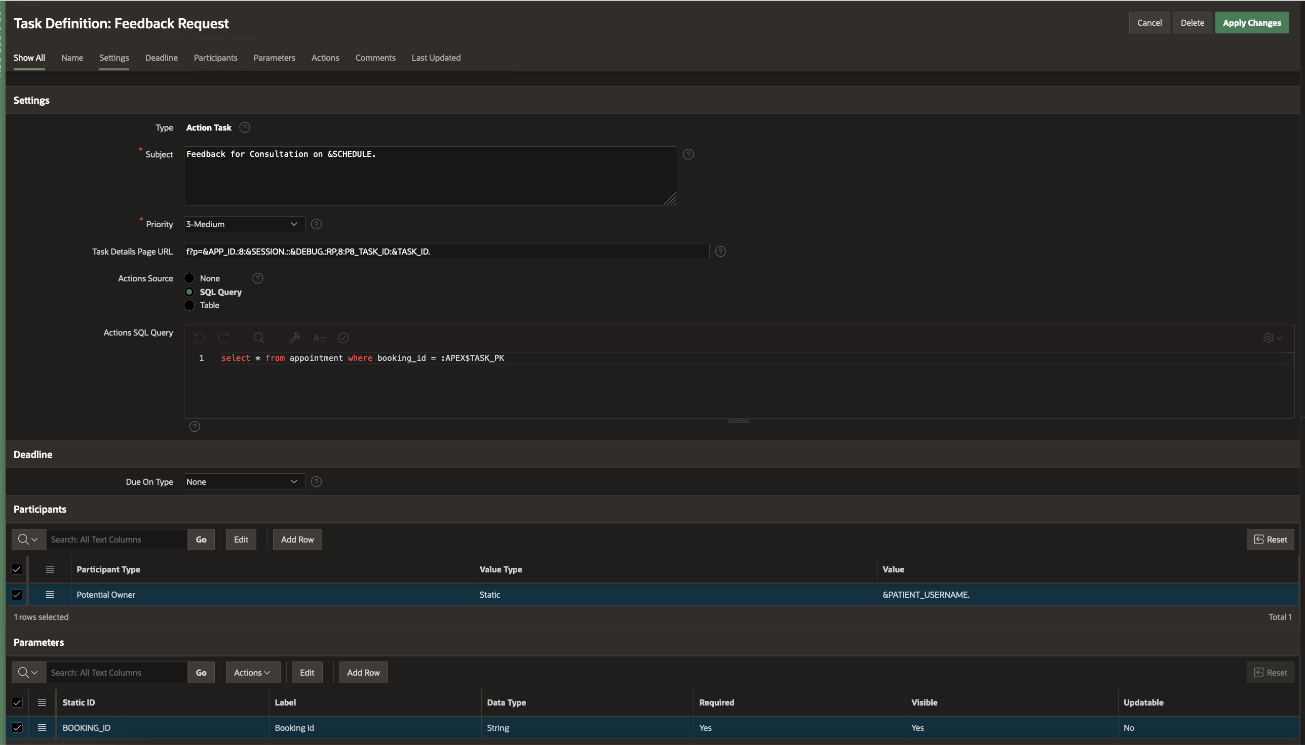 Feedback Request Task Definition