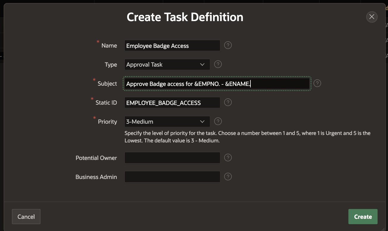 Human Task Badge Access