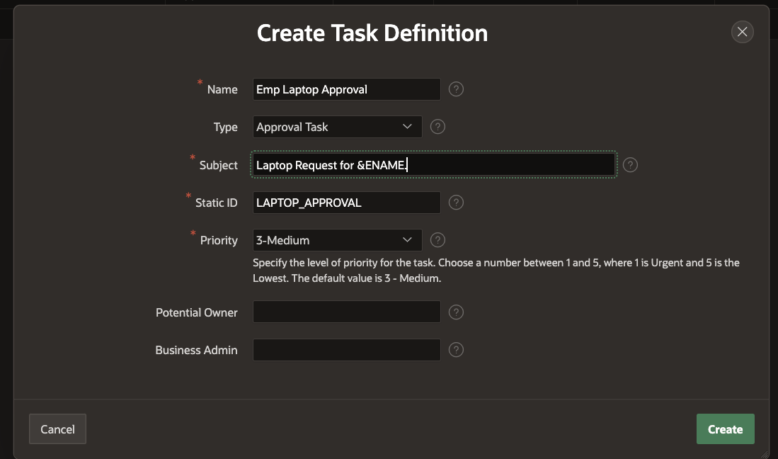 Laptop Approval Task Definition