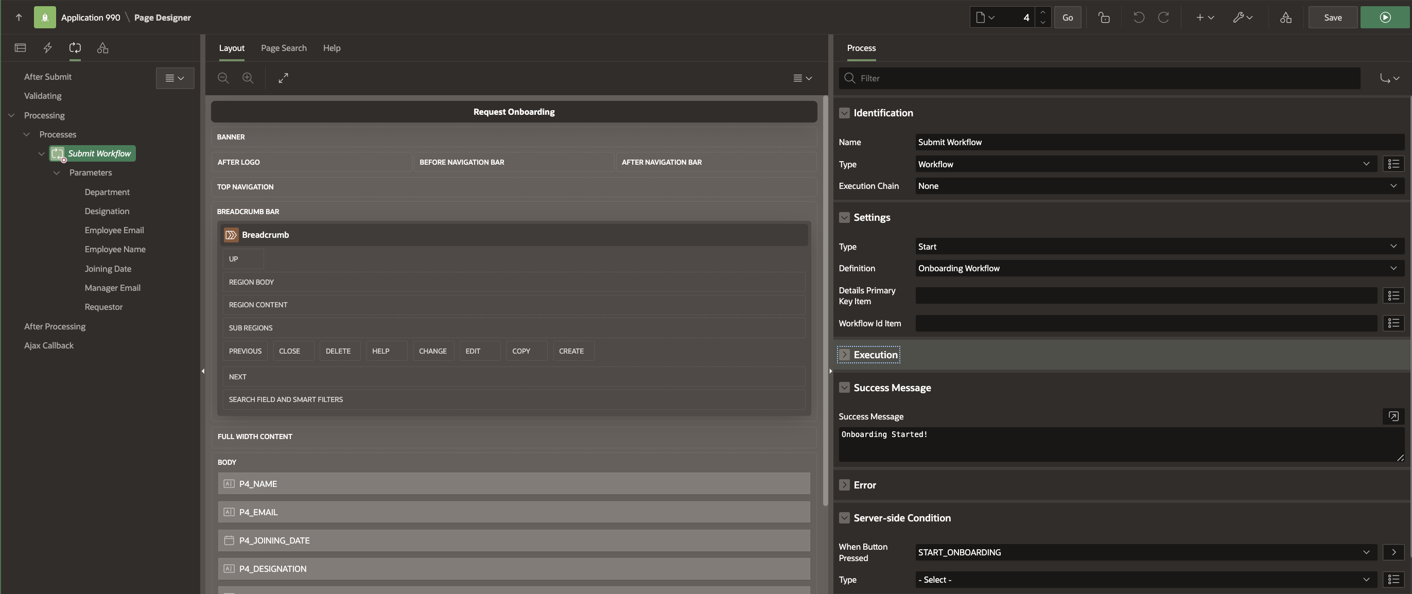 Onboarding Workflow Page Process