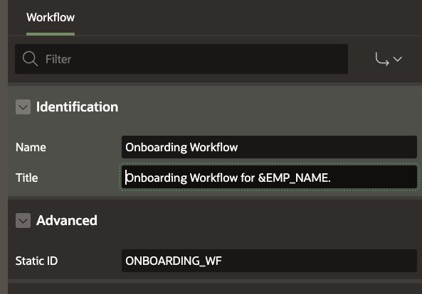 Onboarding Workflow Name Title Static ID