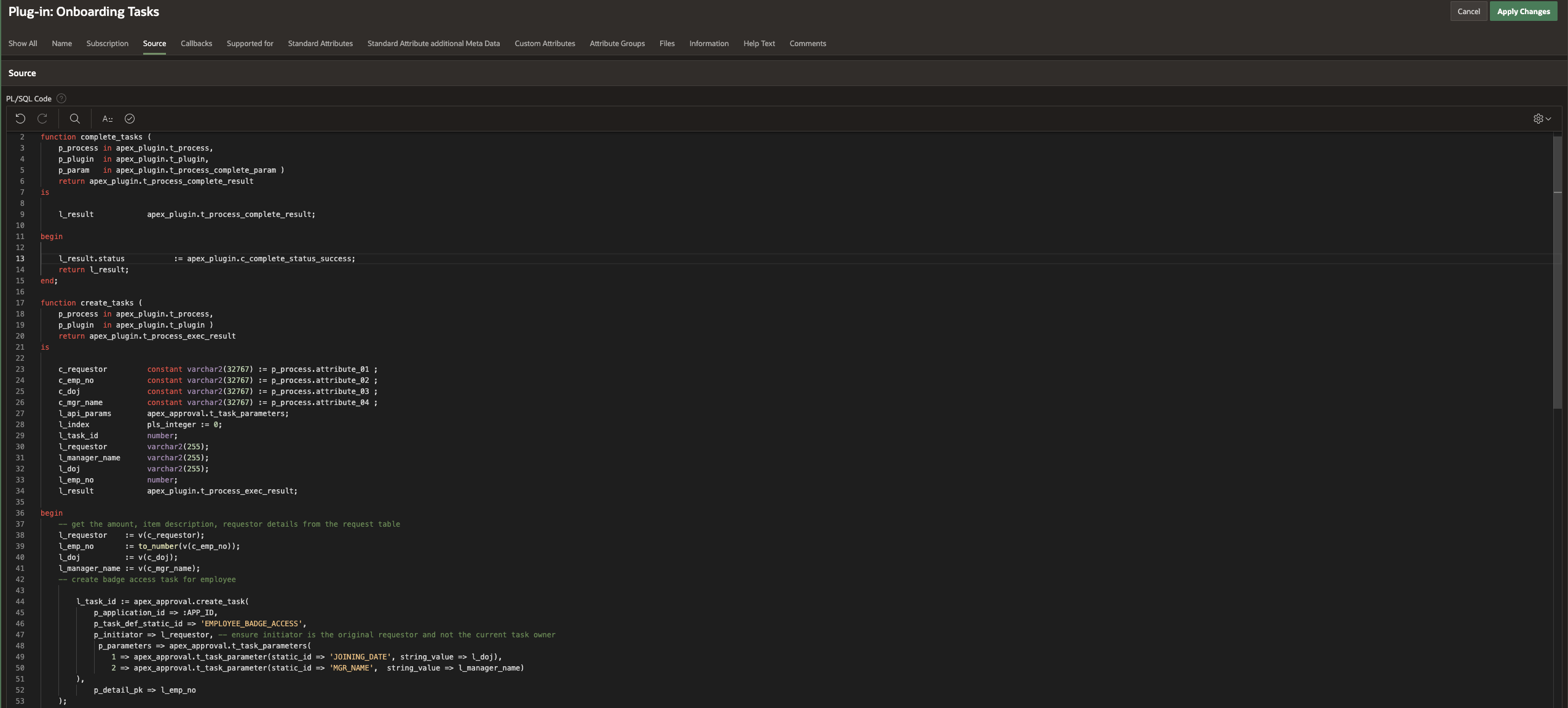 Callback Code For Plugin