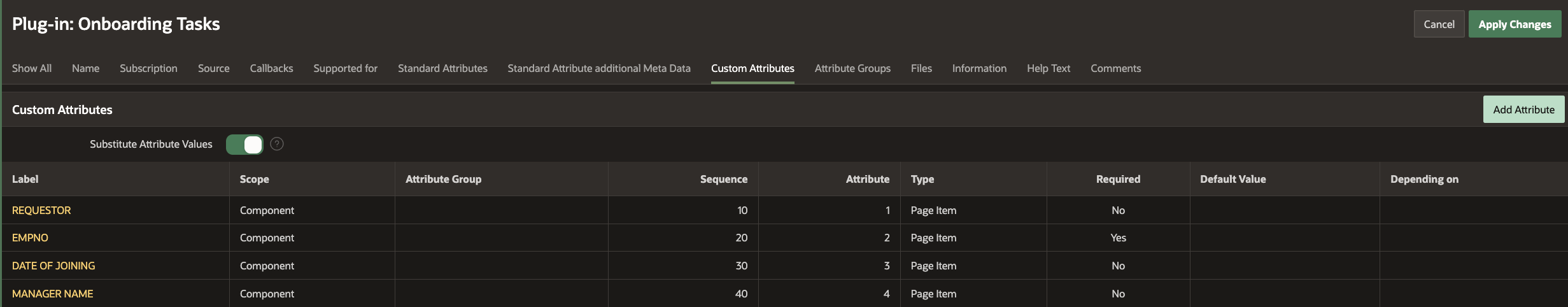 Plugin Custom Attributes