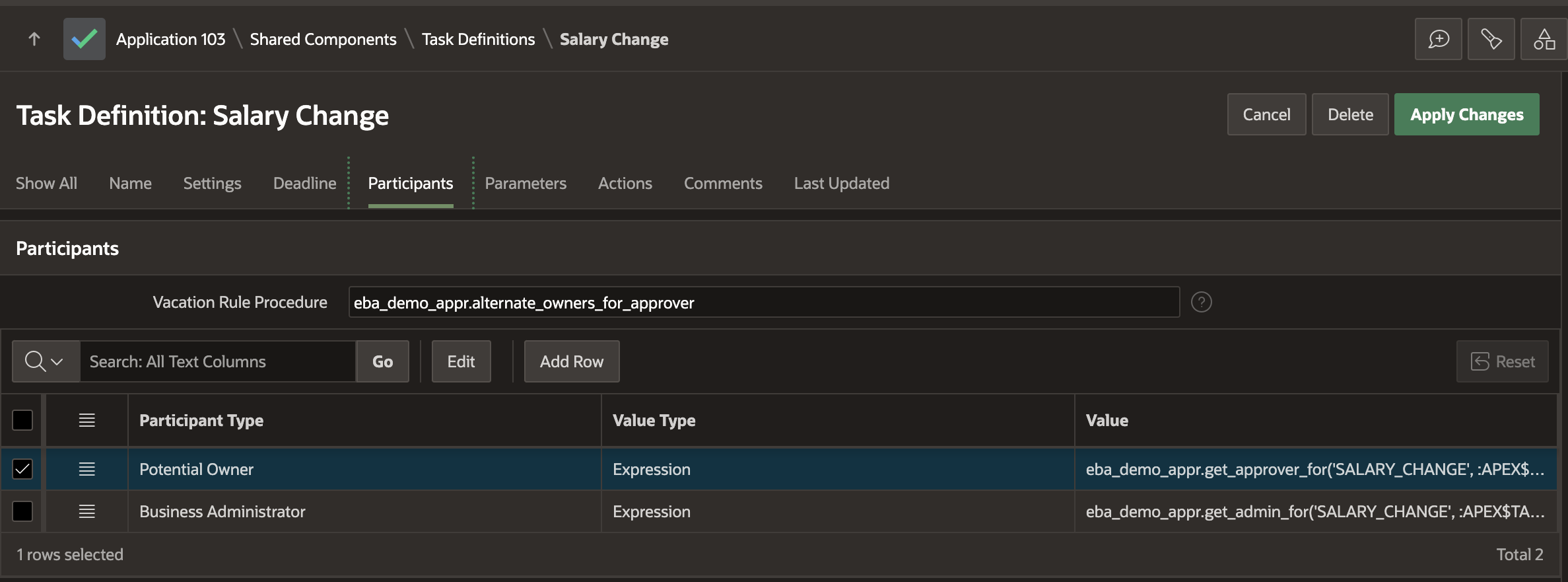 Salary Change Task Definition 