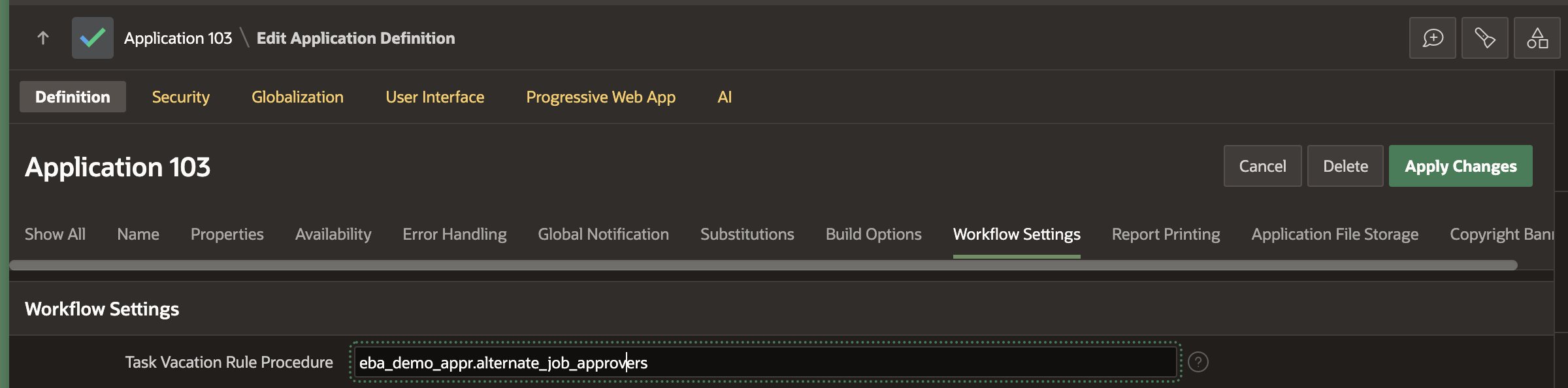 Add Vacation Rule at Application Level