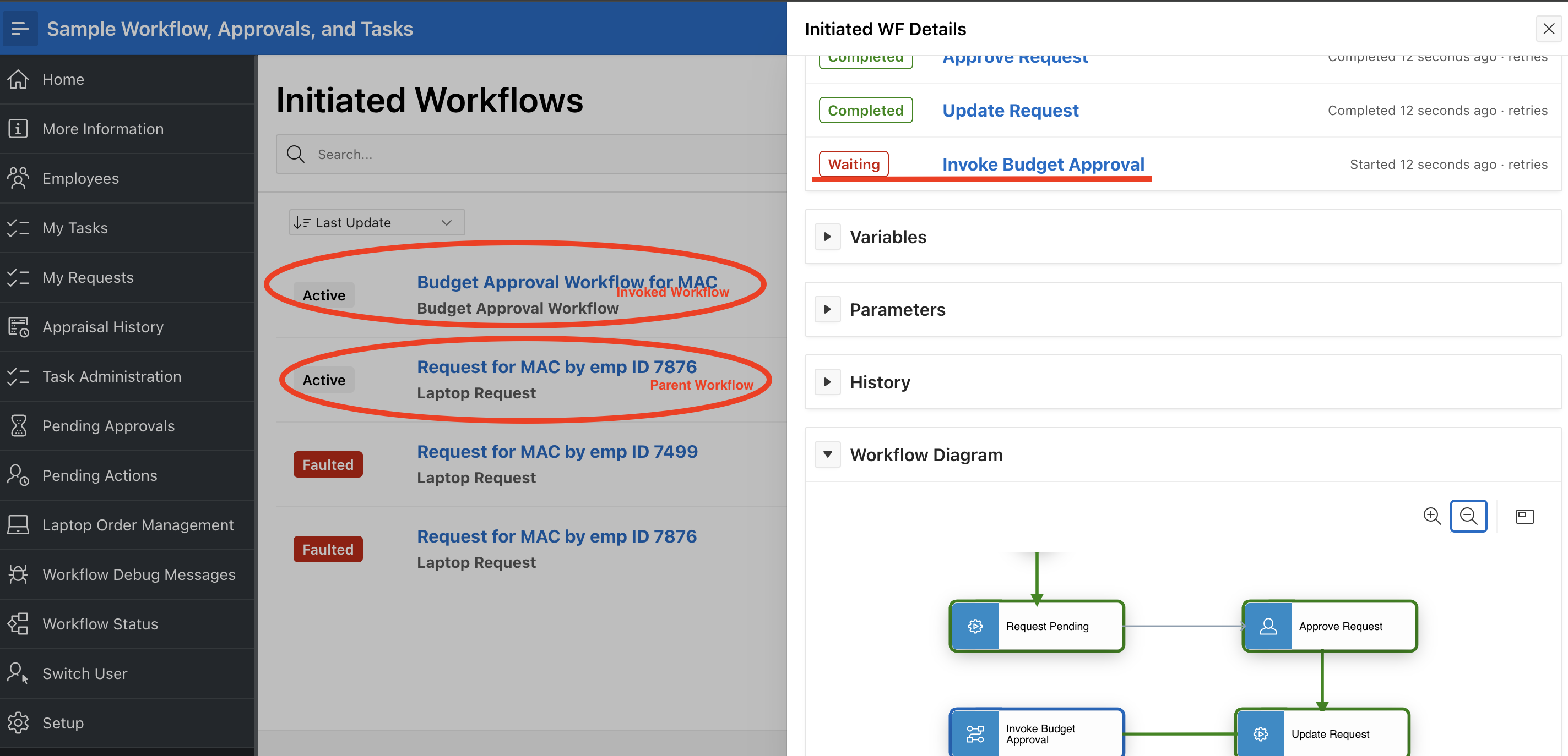 Initiated workflows