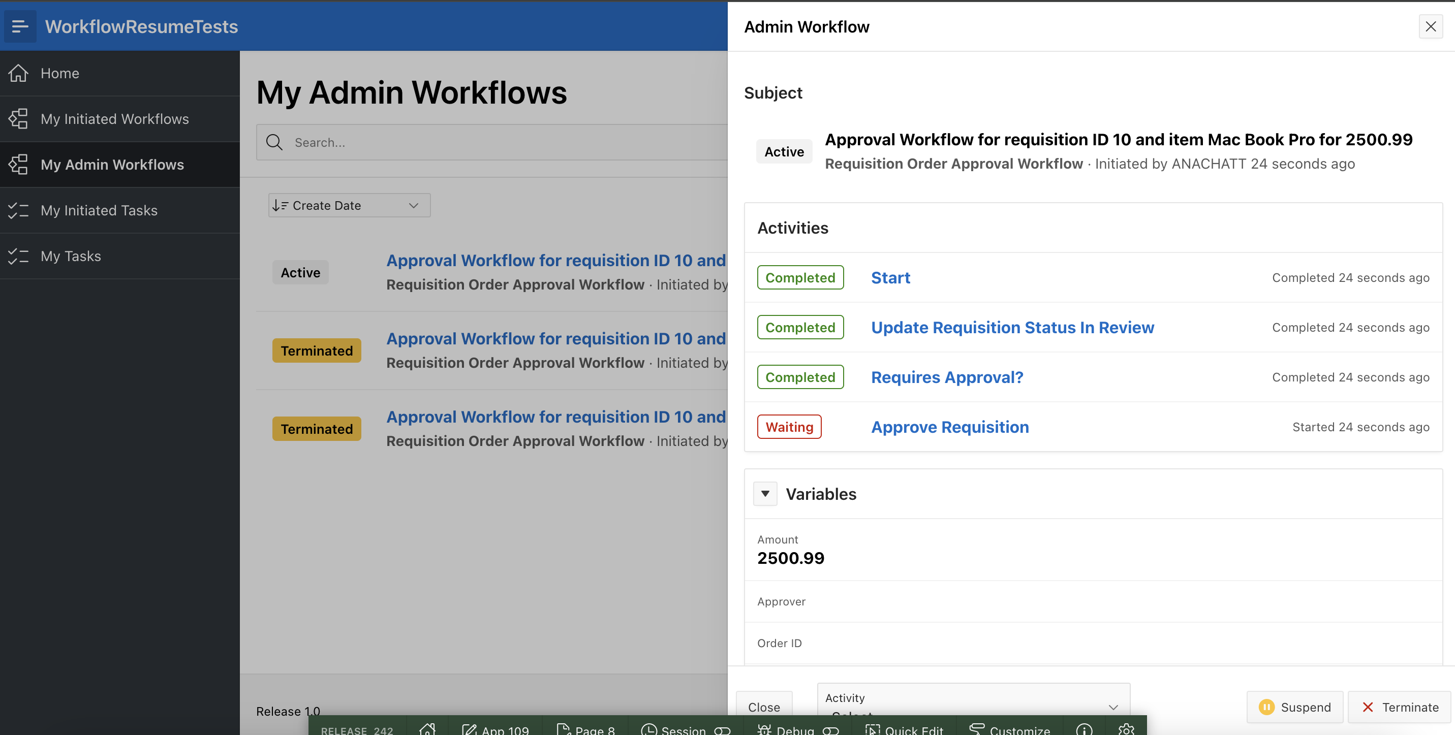 Requisition Workflow details