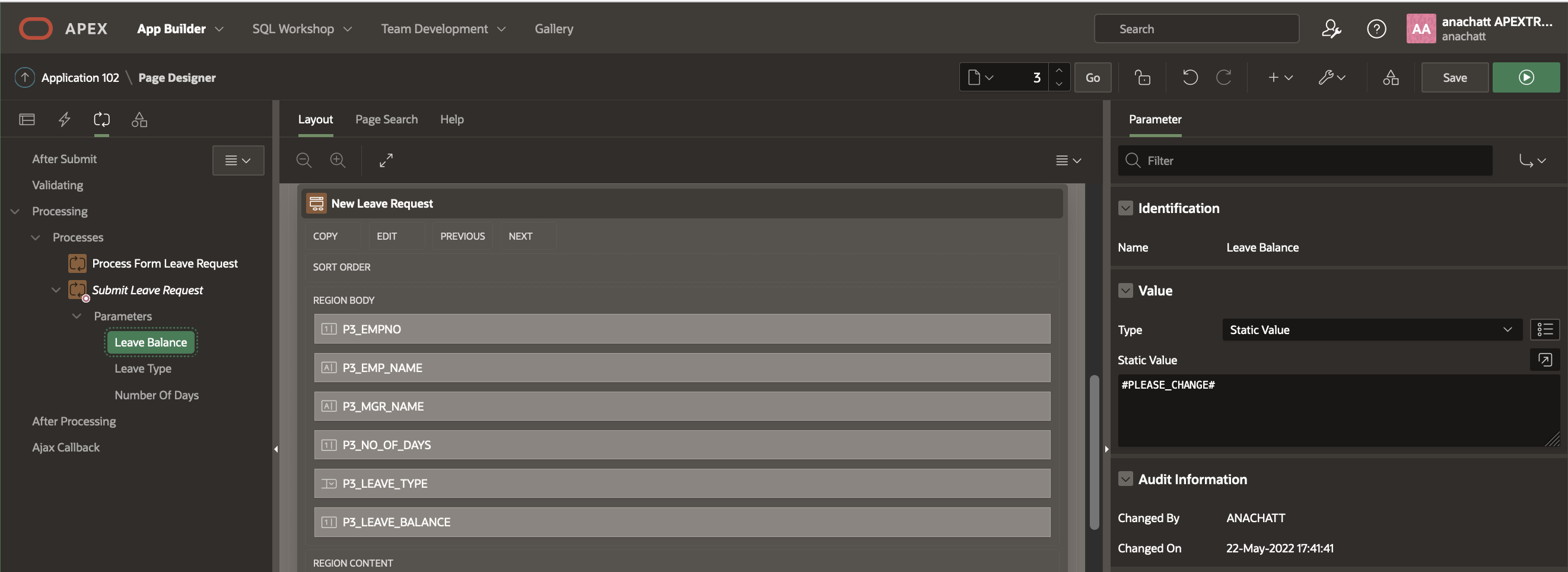Set Leave Balance Task Parameter