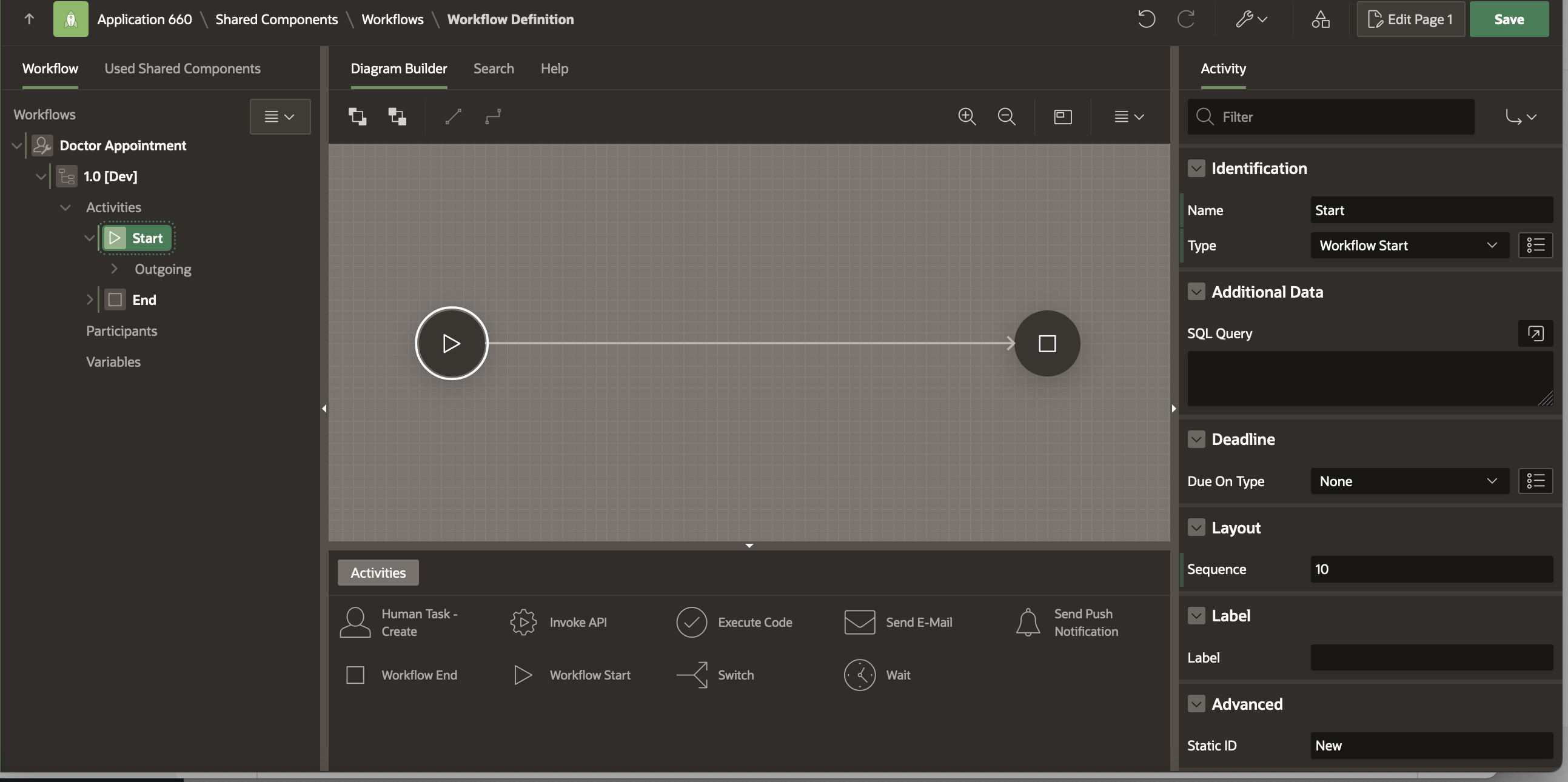 Start and End Activities in Workflow