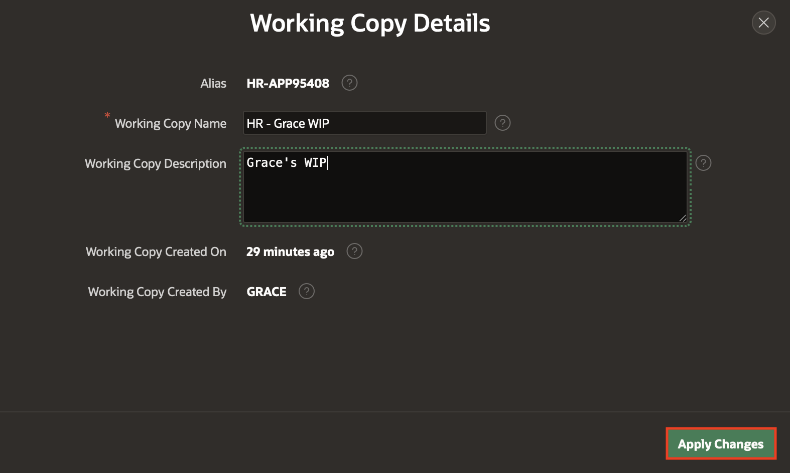 Rename Working Copy