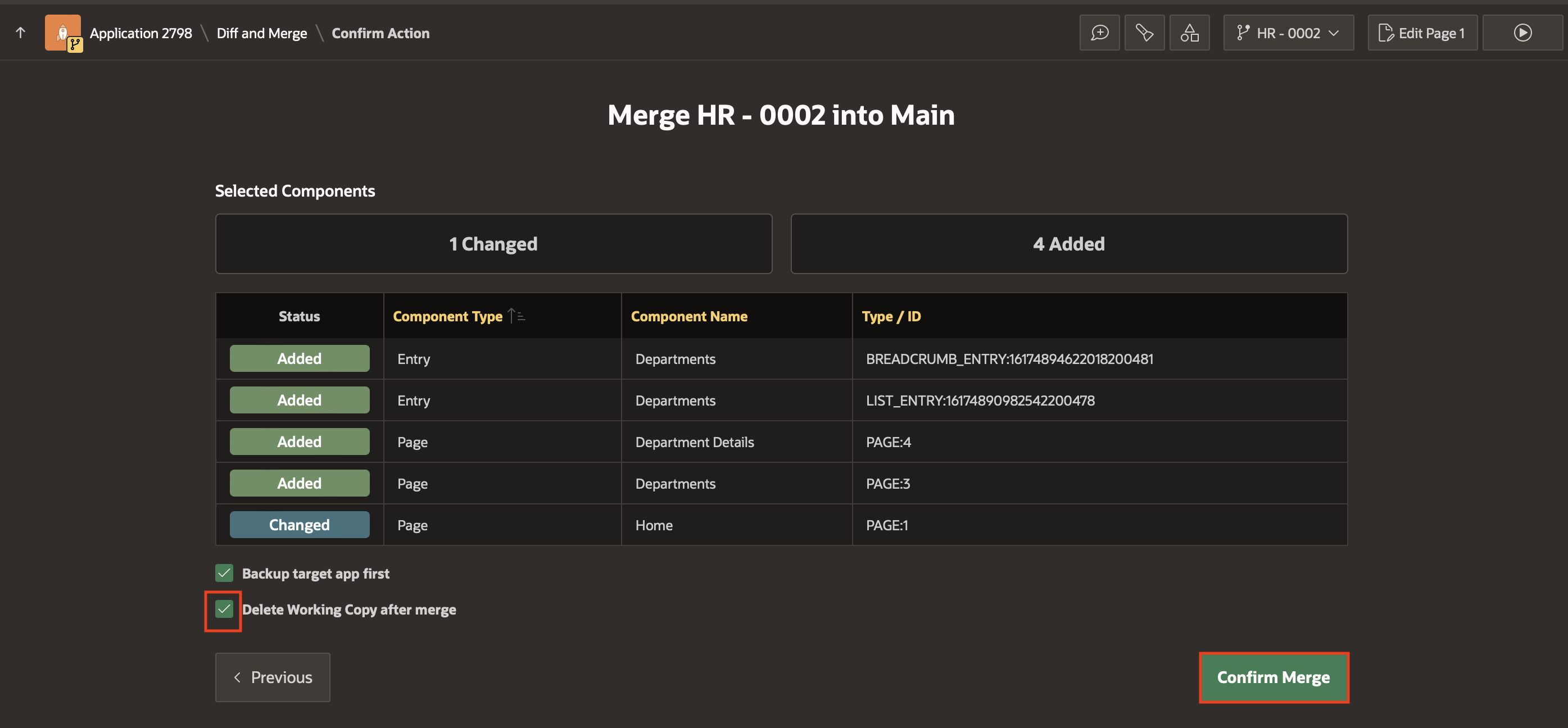 Confirm Merge