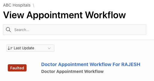 Faulted Appointment Workflow in Workflow Console