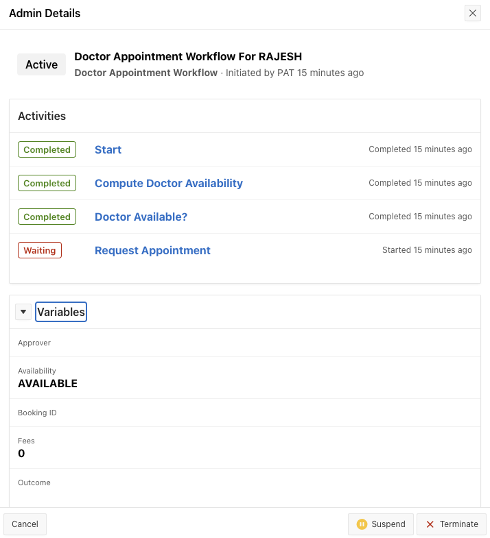 Workflow Details as seen by a Workflow Administrator