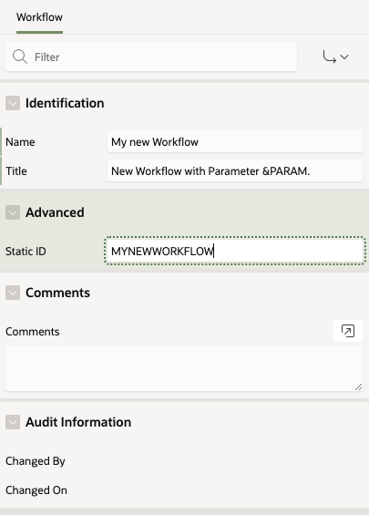 Naming the Workflow and specifying a static ID