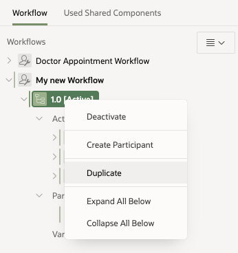 Duplicating a Workflow Version