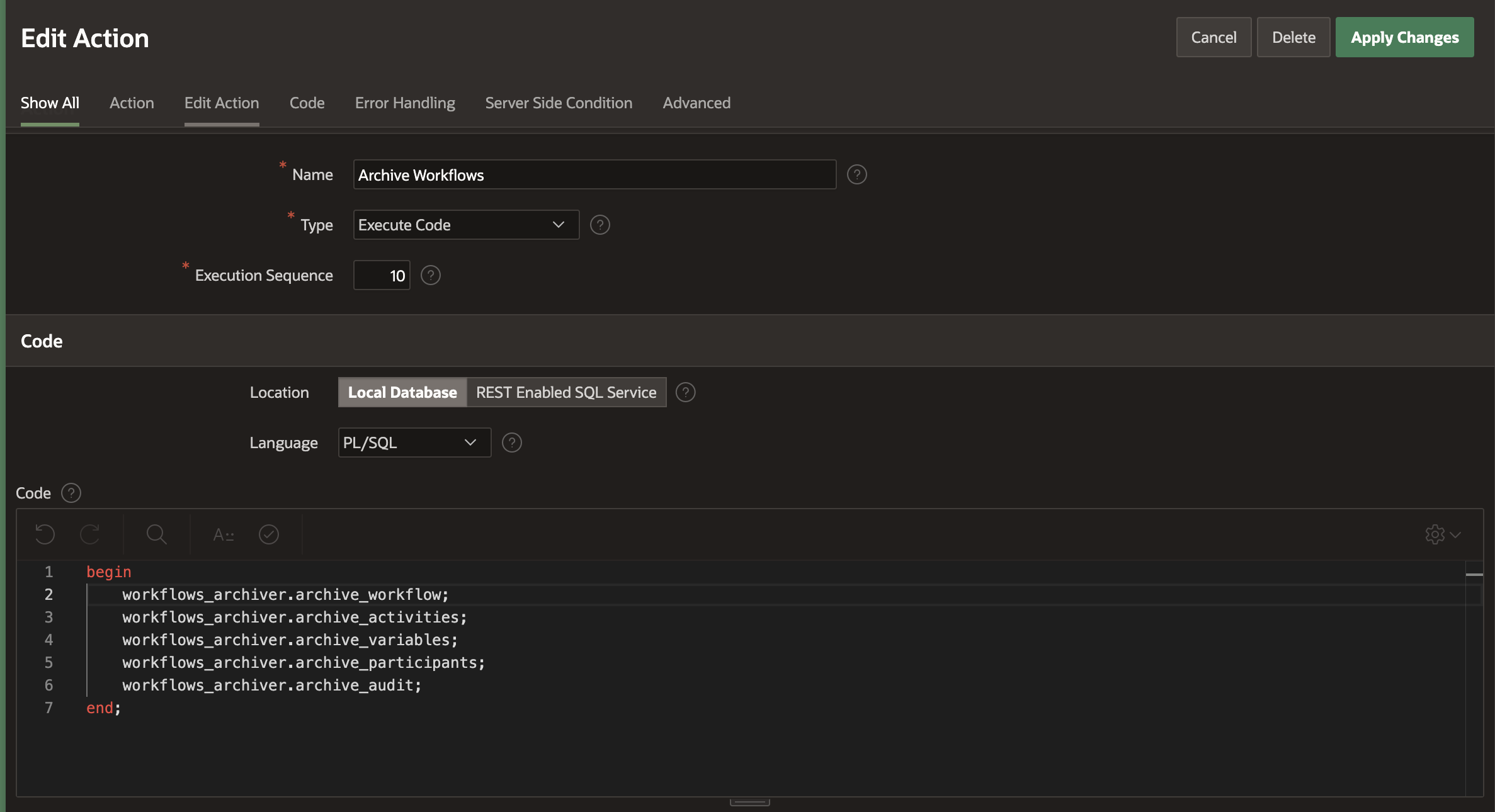Workflow Archiver Automation Action