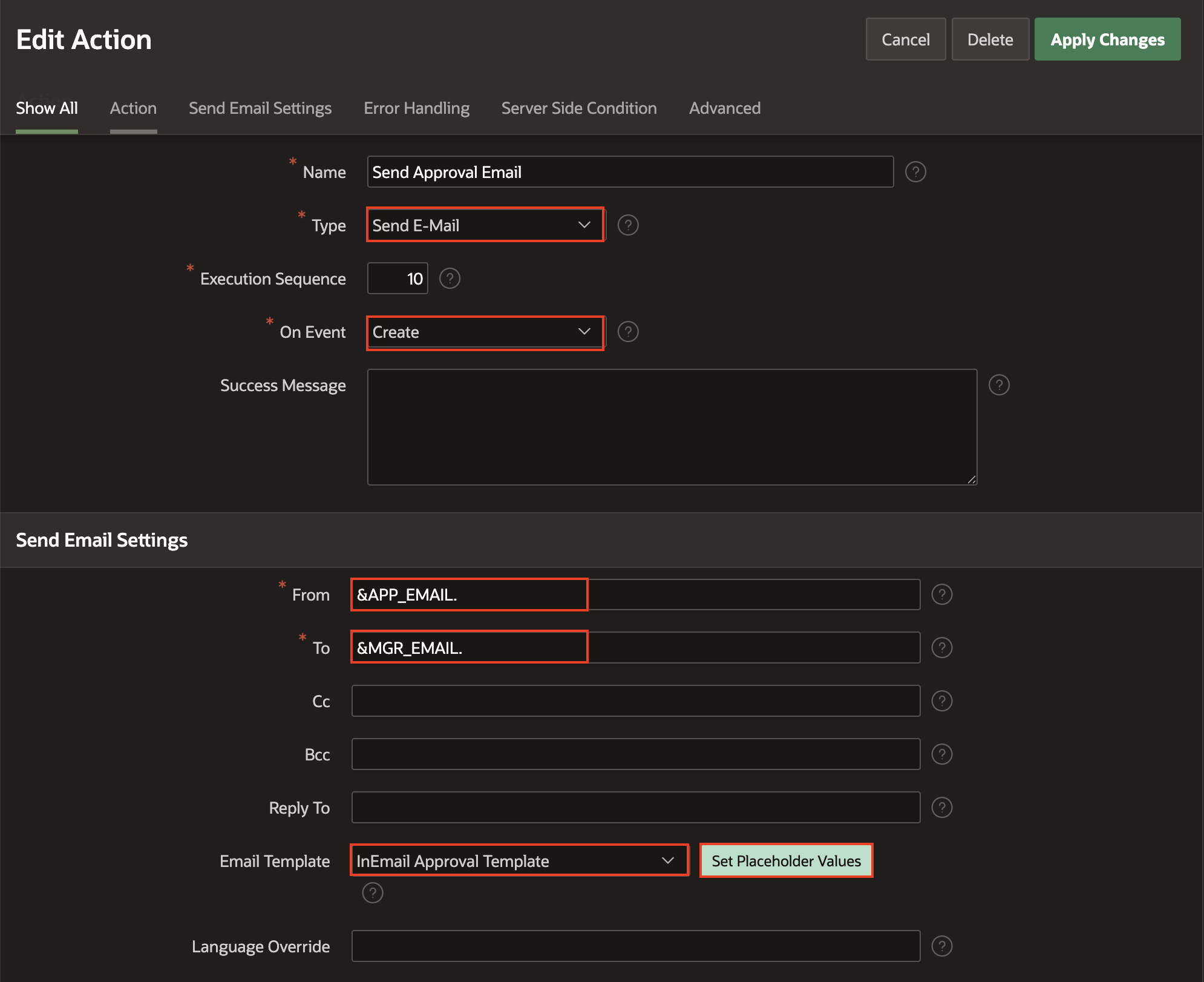 adding action to the leave request Task Def