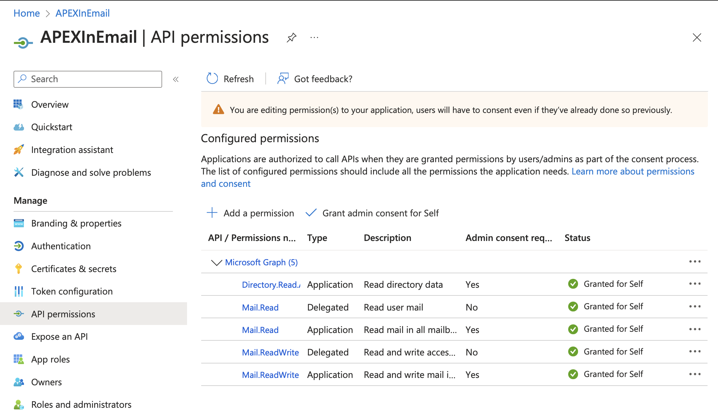 required API Permissions