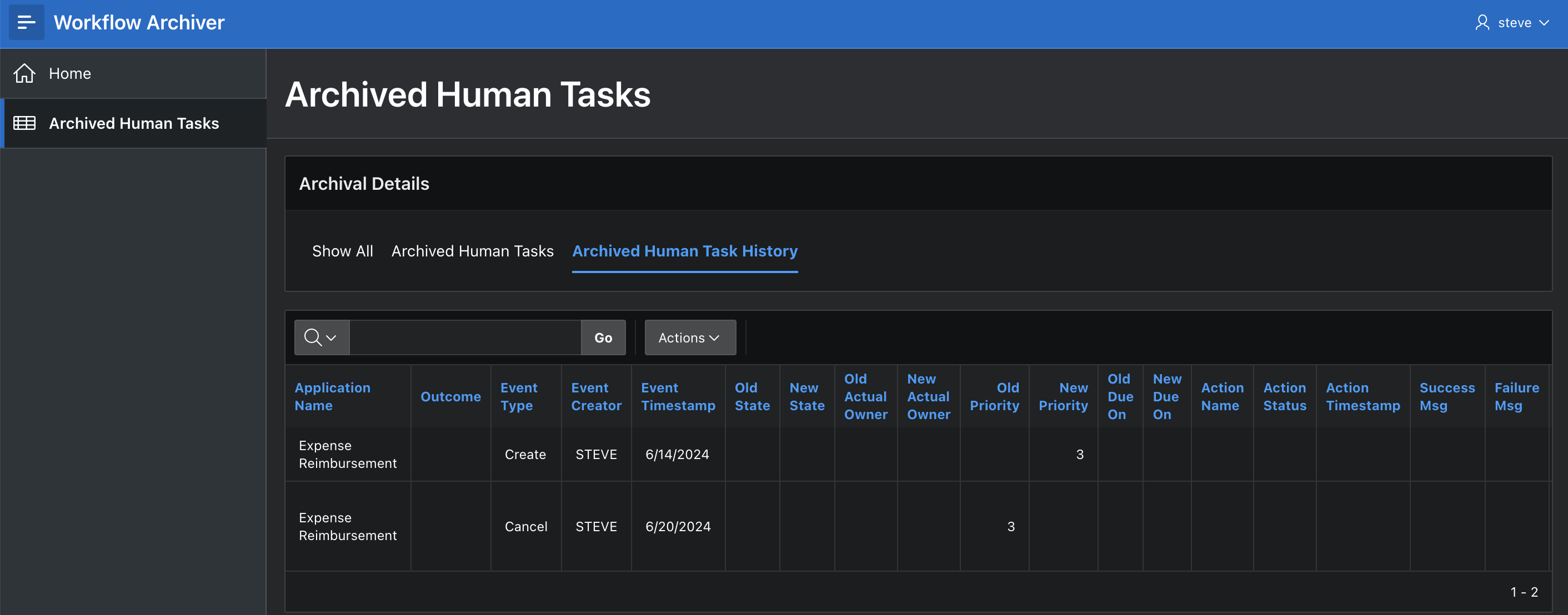 Archived Tasks Report