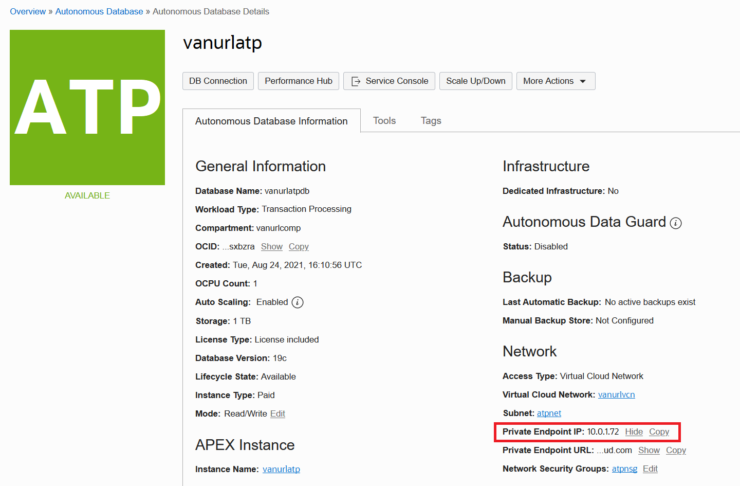 Picture of ADB details screen