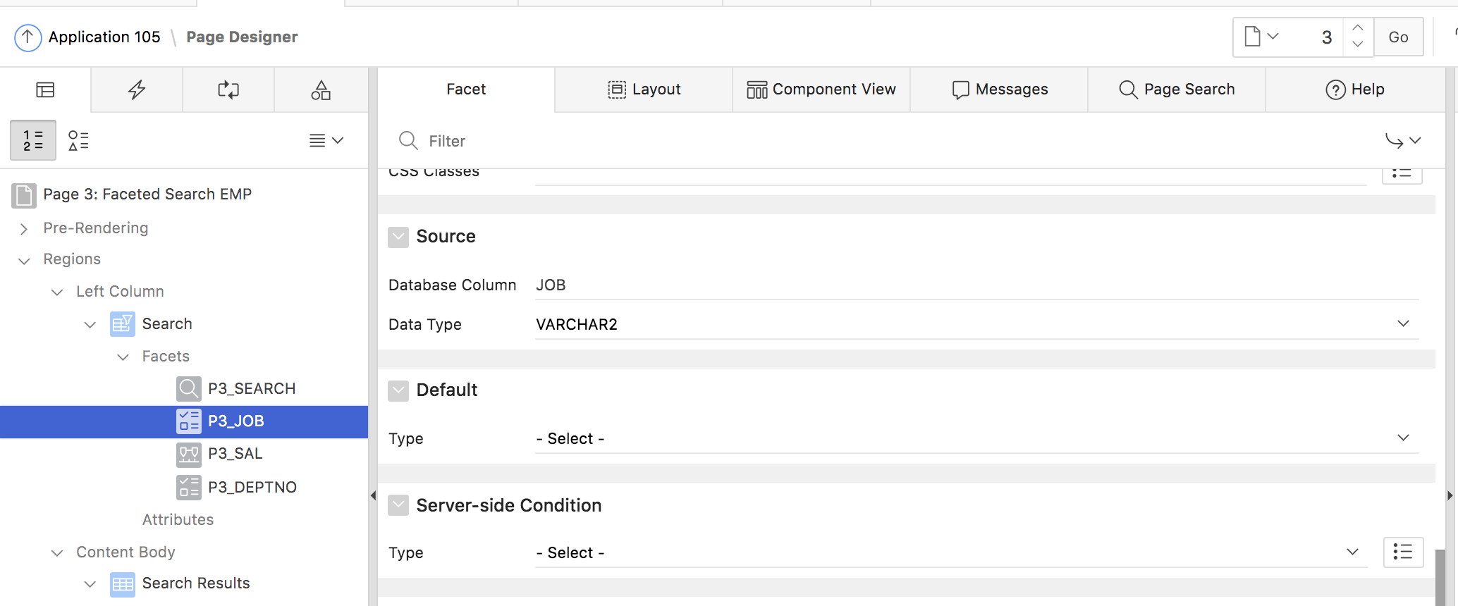 Each facet is linked to a report column