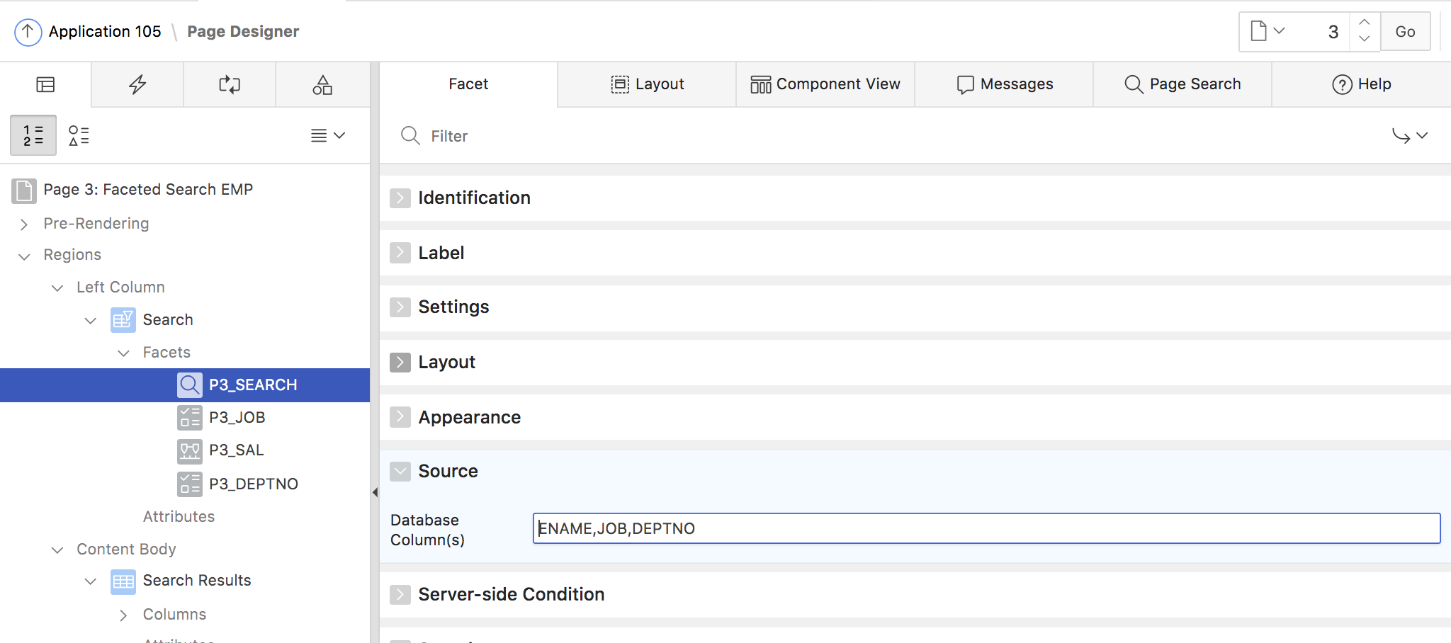 Configure columns to search