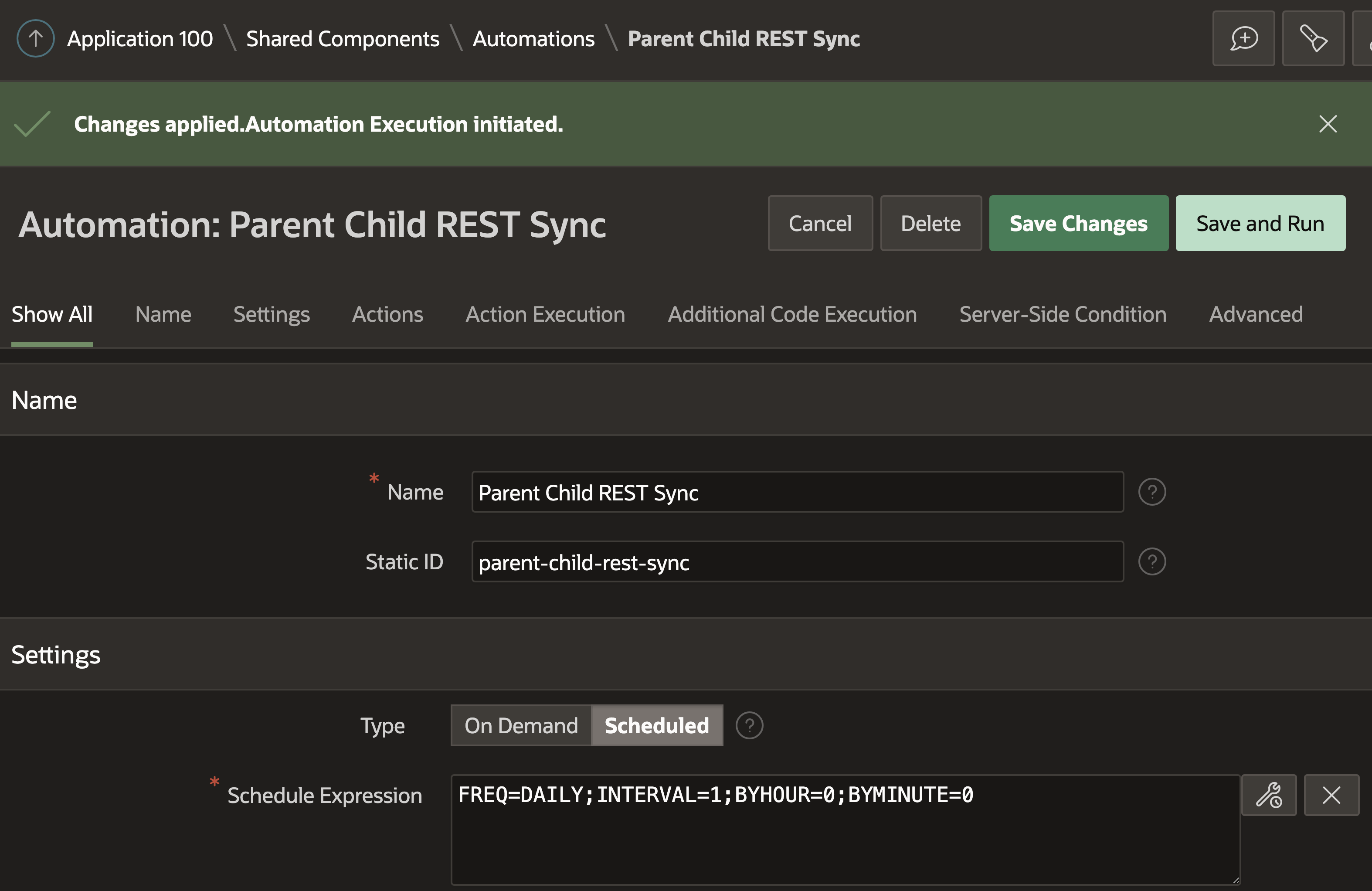 Automation Execution was kicked off after save.