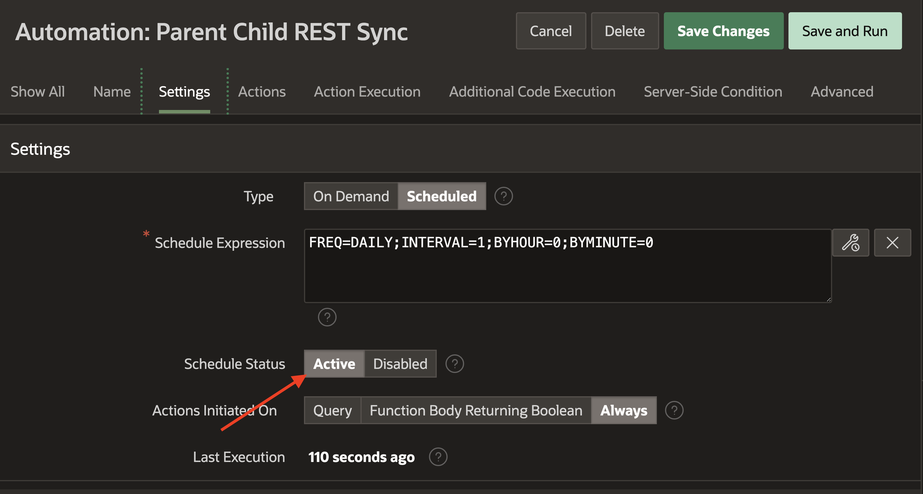 Finally activate the Automation.