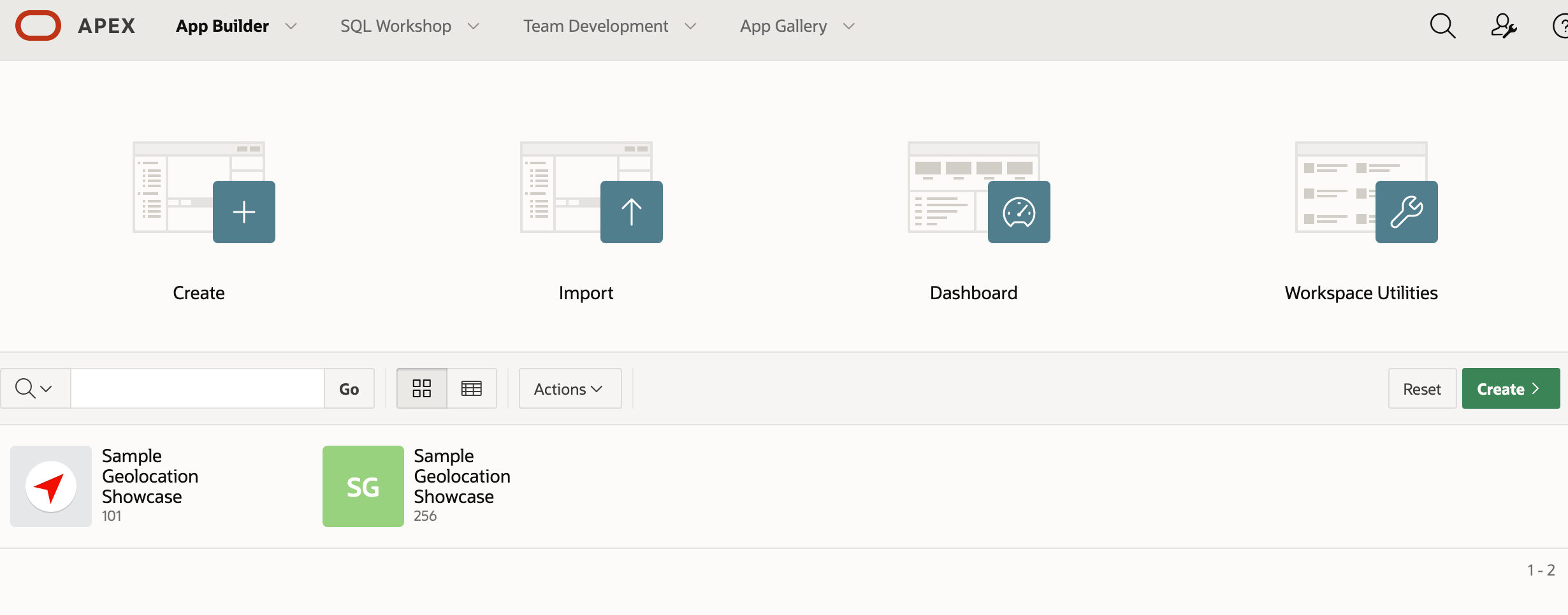 After import. the application exists twice in the workspace.