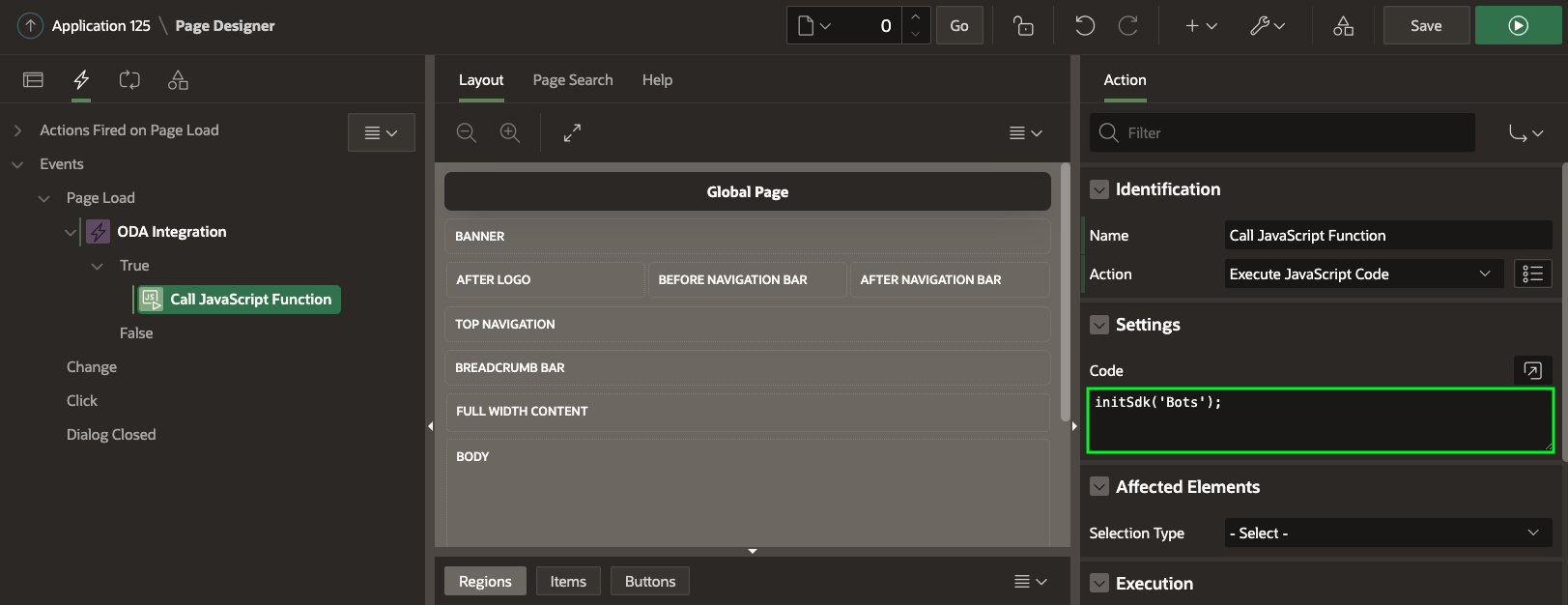 Calling JS from Page Zero