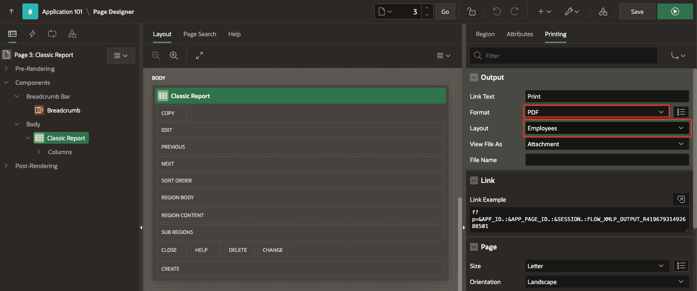 configuring classic report