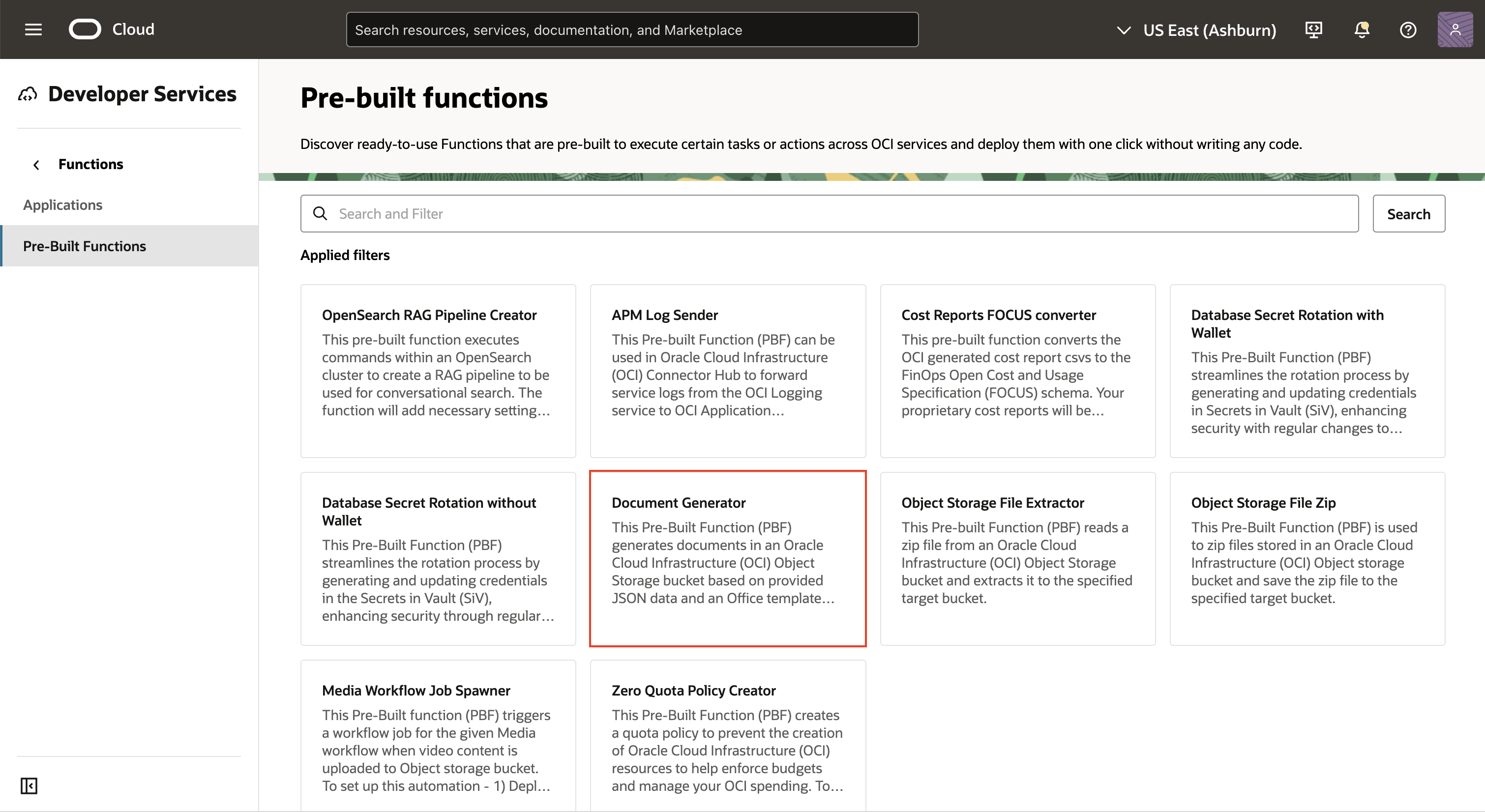 click document generator function