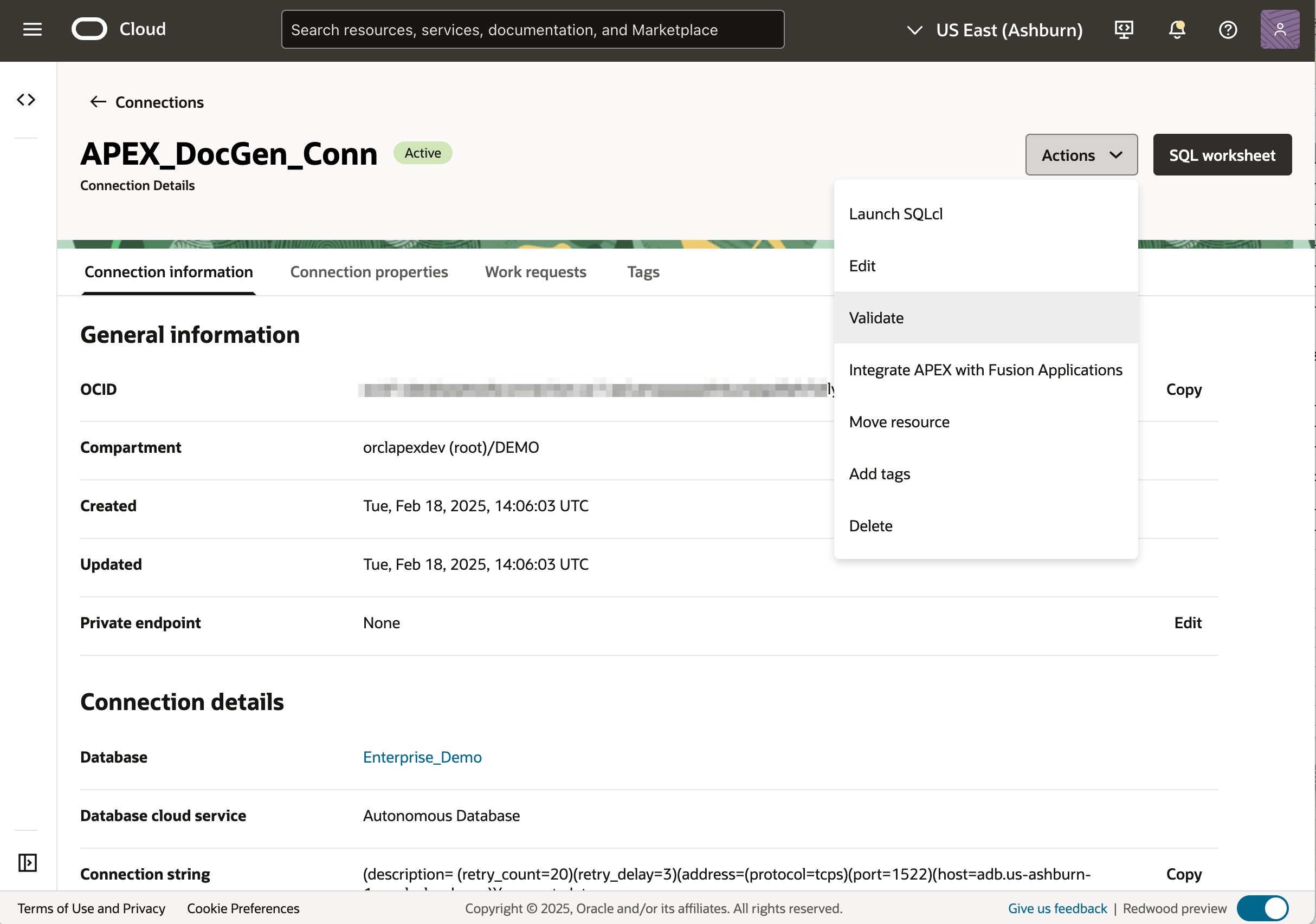 click validate connection