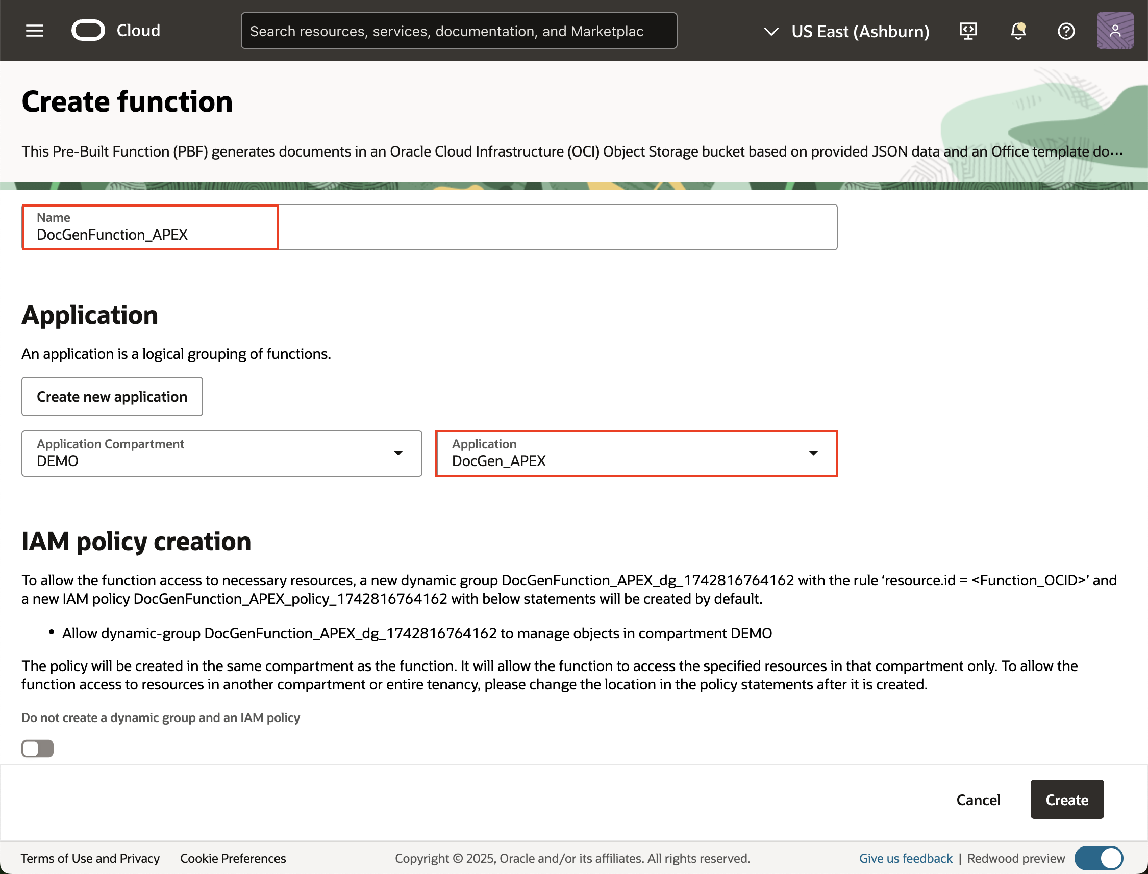 create function one