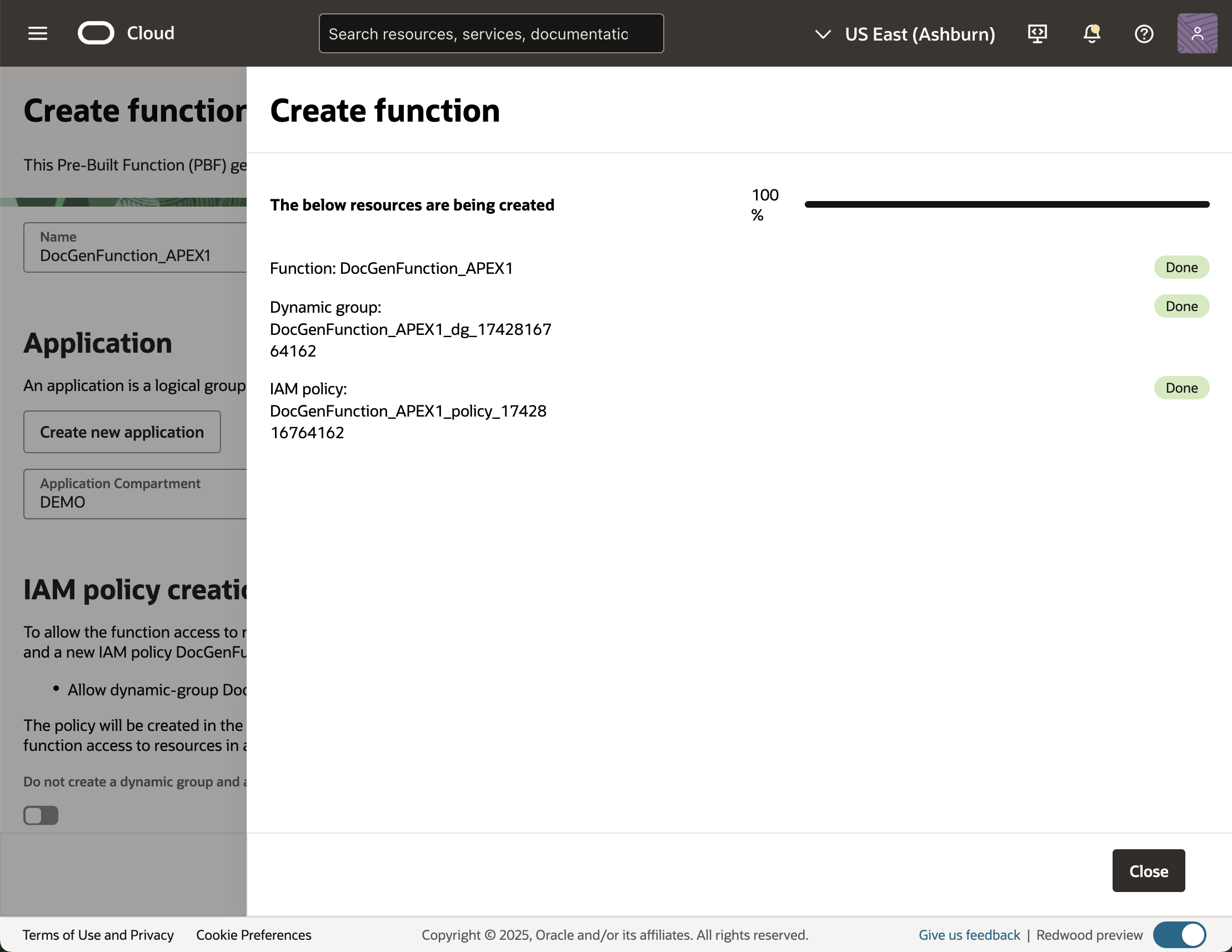 created function
