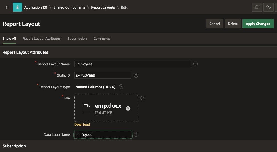 create report layout