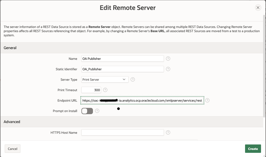 Figure 4: Create Remote Print Server
