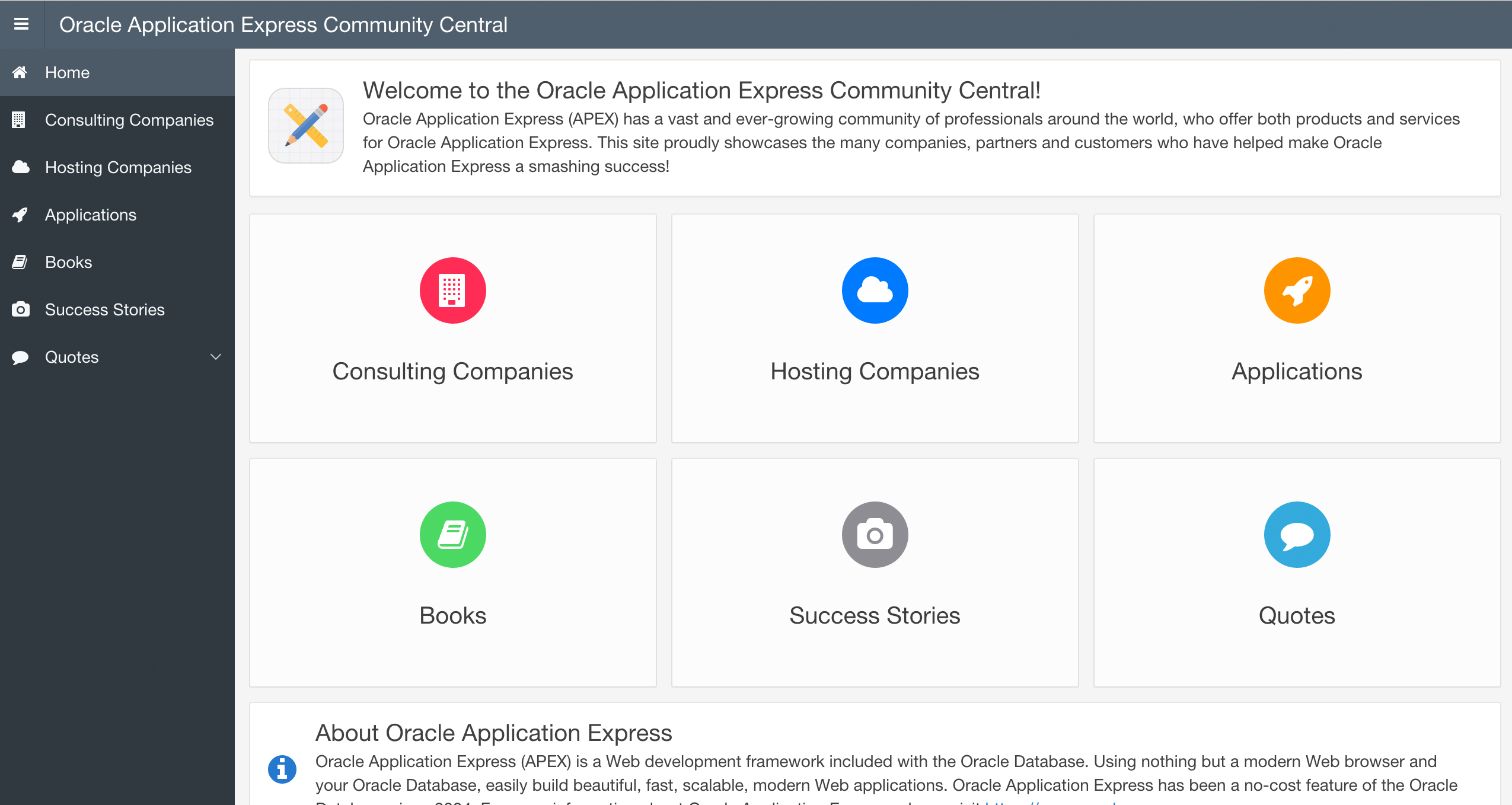 New Oracle Application Express Community Application