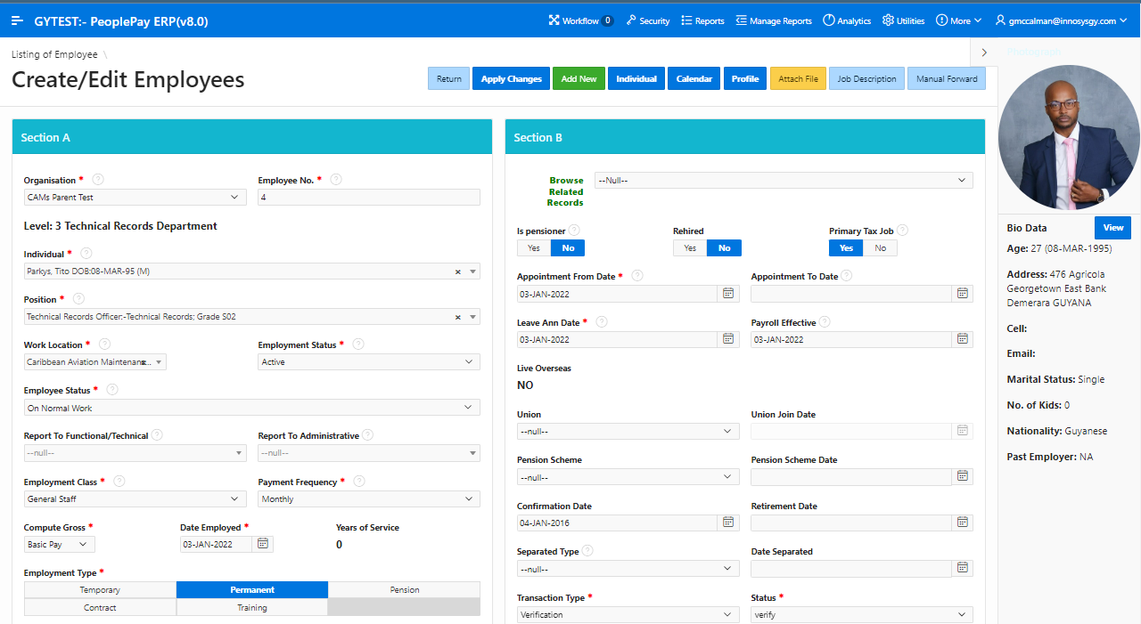 PeoplePay employee record