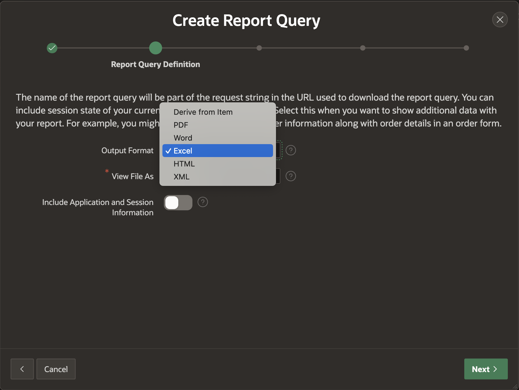 create report query