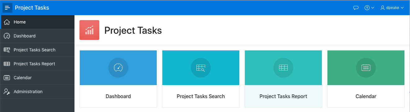Runtime of Project Tasks application