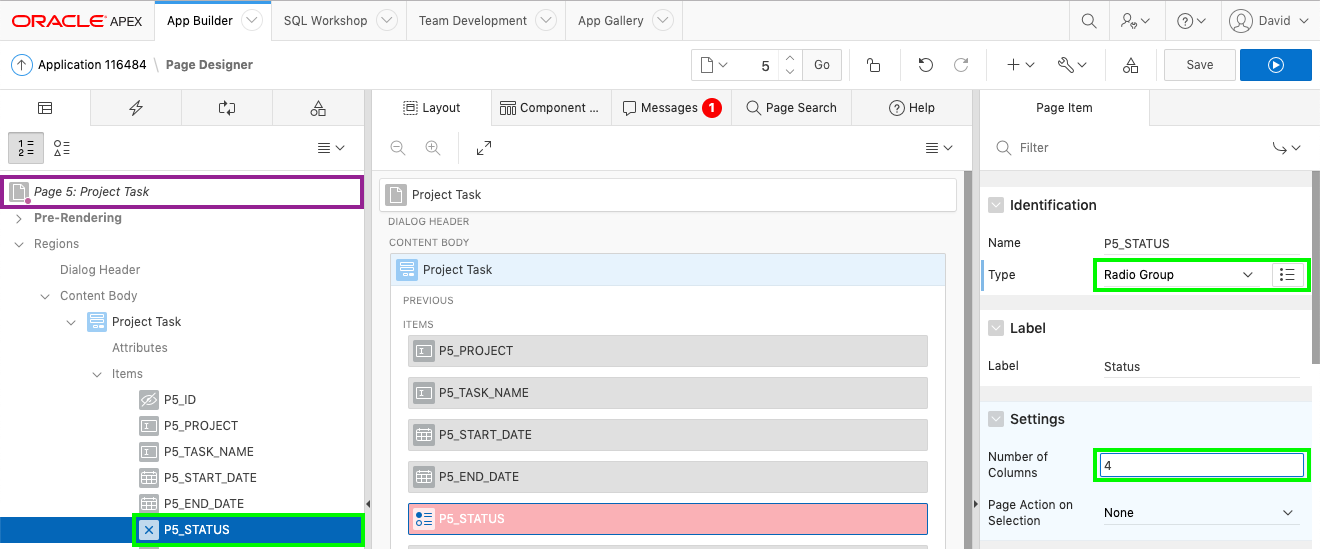Page Designer - Modifying P5_STATUS (Part 1)