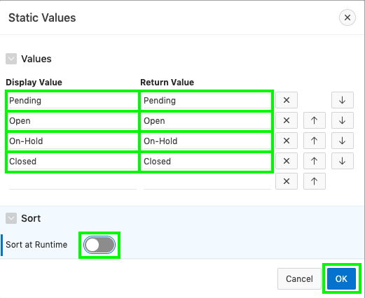 Setting LOV Static Values