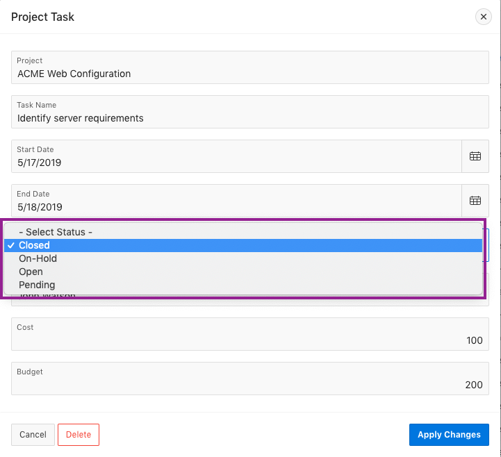 Runtime showing the new select list based on a SQL Statement