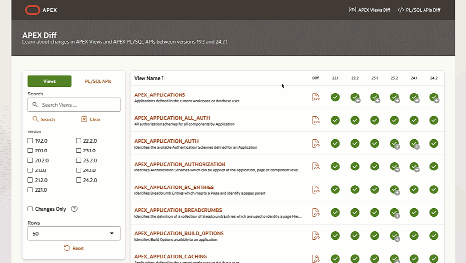 APEX Diff App Changes only